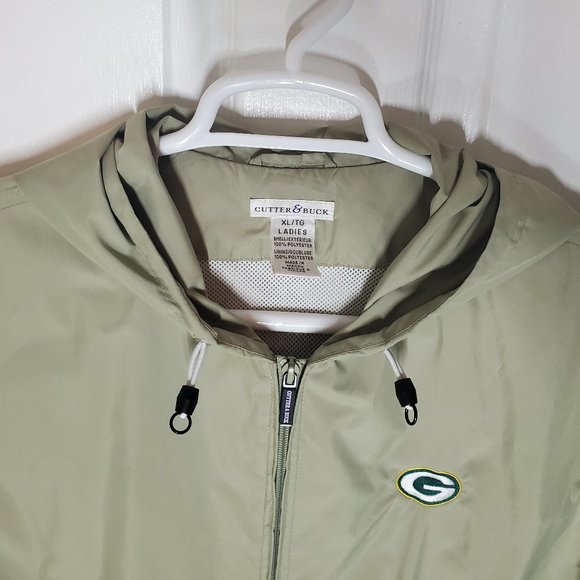 Vintage Cutter & Buck Green Bay Packers Embroidered Lightweight Jacket Rain Coat - Picture 2 of 14